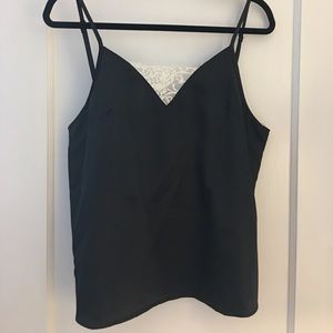 SOLD❣️ NWOT Silk black tank top with front lace